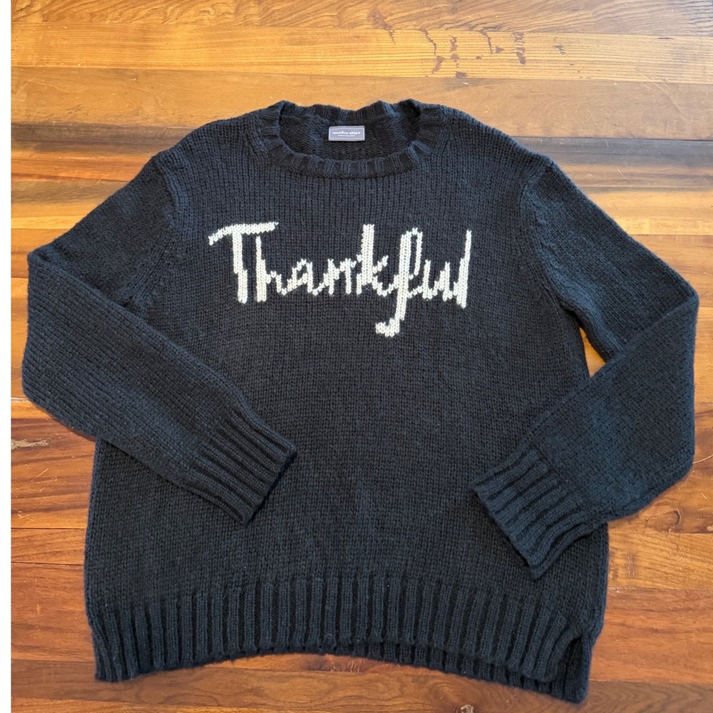 Wooden Ships Paola Buendia Knit Sweater Black Wool Blend S/M Autumn Thankful
